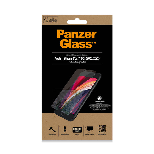 PanzerGlass Apple iPhone 6/6s/7/8/SE (2020)/SE (2022) - Anti-Bacterial - SUPER+ Glass