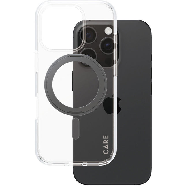 CARE by PanzerGlass Transparant case met zwarte Kickstand & MagSafe iPhone 16 Pro
