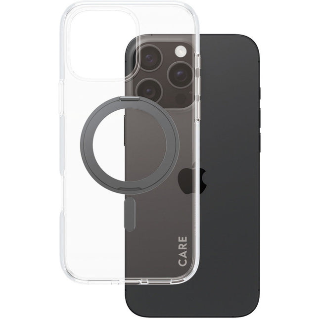 CARE by PanzerGlass Transparant case met zwarte Kickstand & MagSafe iPhone 16 Pro Max