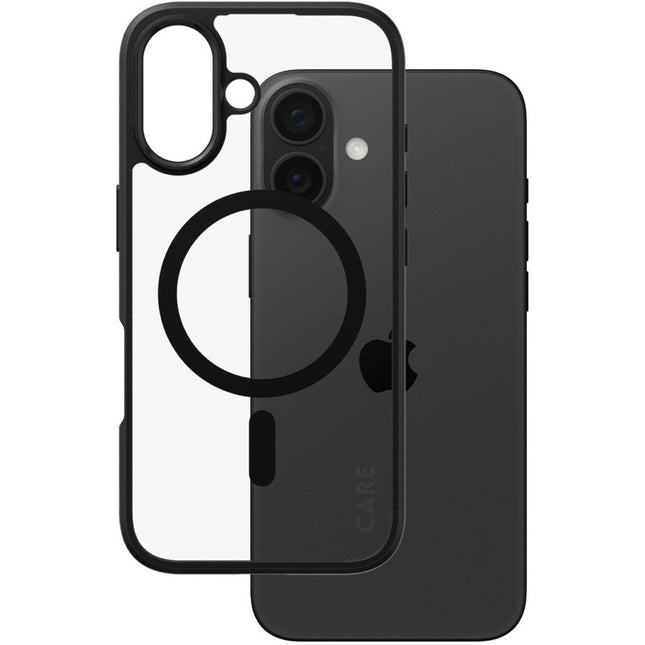 CARE by PanzerGlass Flagship Case Transparent Urban Combat met zwart frame & MagSafe iPhone 16
