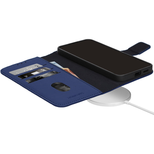 Mobiparts Wallet Case Apple iPhone 16e Blauw Leer (MagSafe)